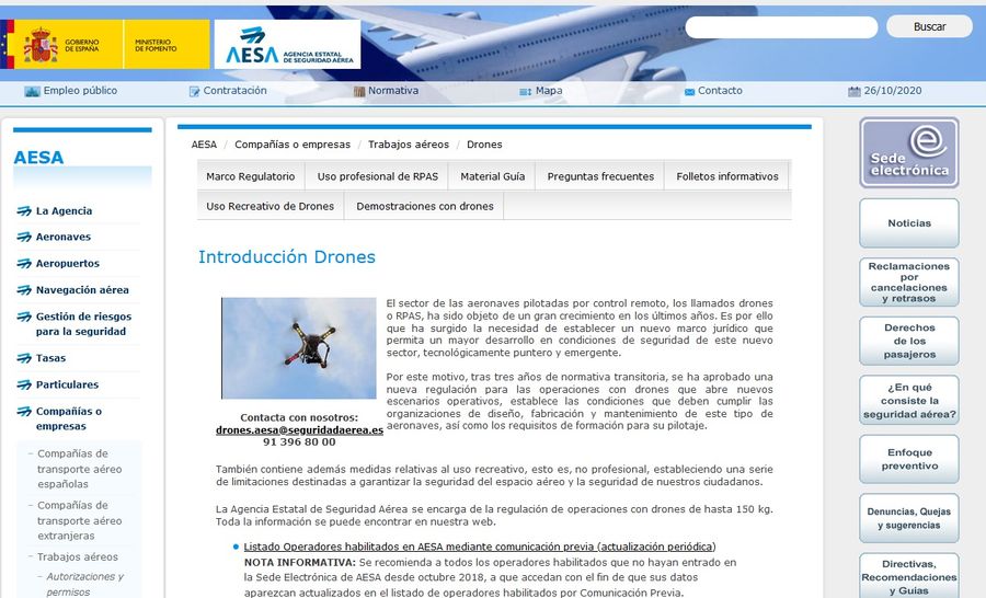 AESA: Aclaración de dudas sobre la implantación de la nueva normativa Europea de UAS